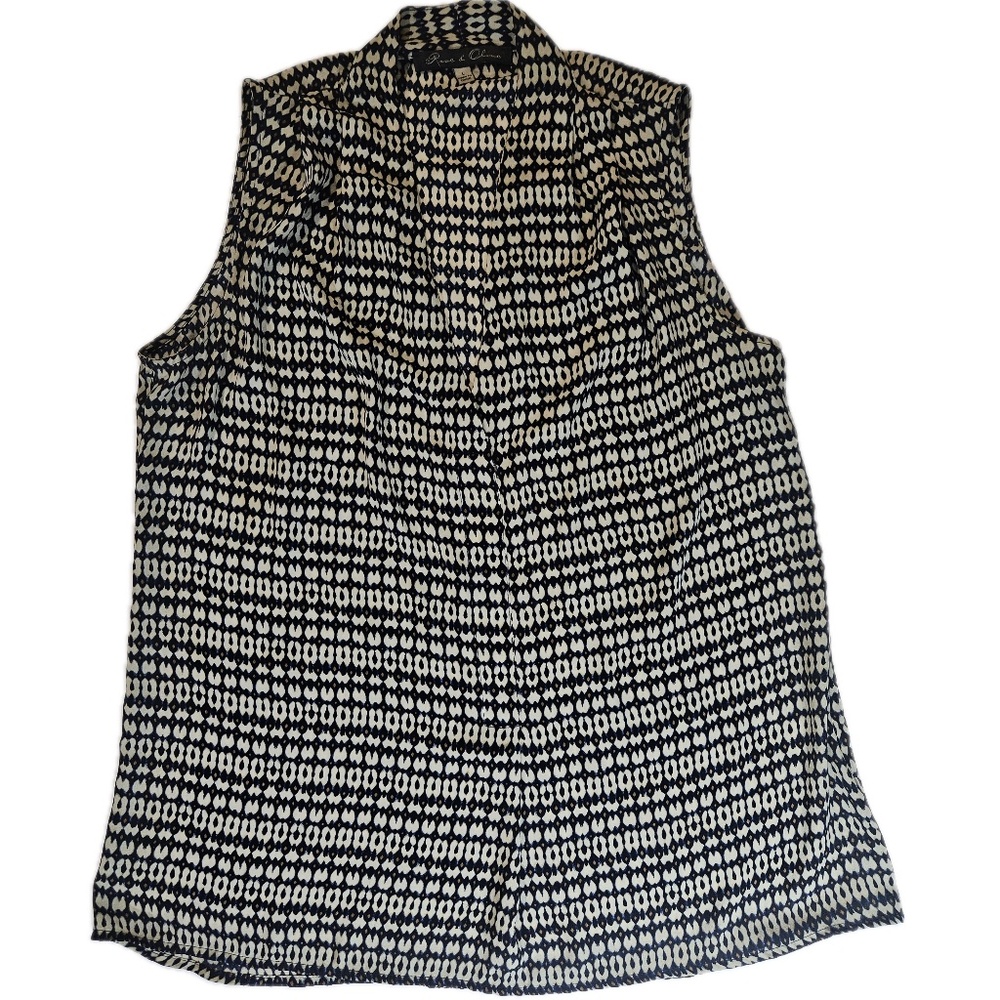 Rose & Olive Blouse Womens Large Blue Geometric Print Cowl‎ Neck Sleeveless Top